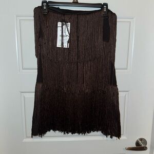 Zara Brown Fringe Mini Dress